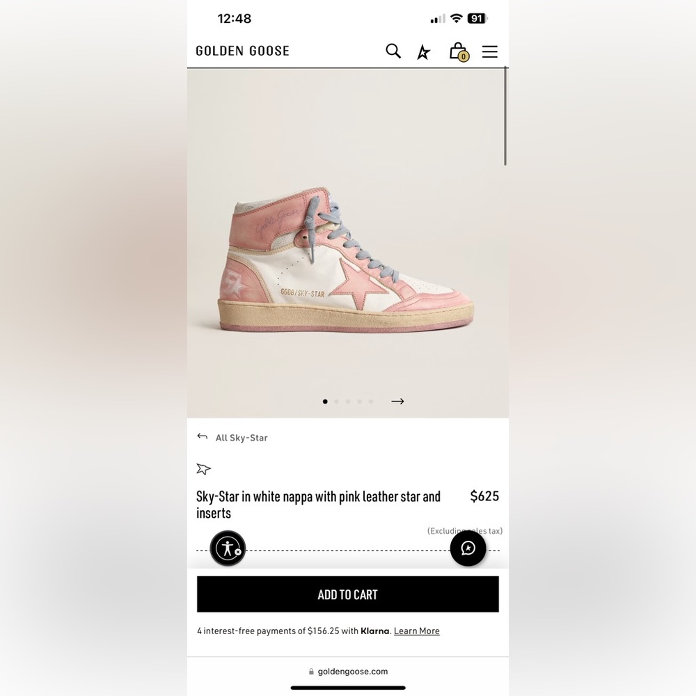 Golden goose sky-star in white nappa with pink leather and blue